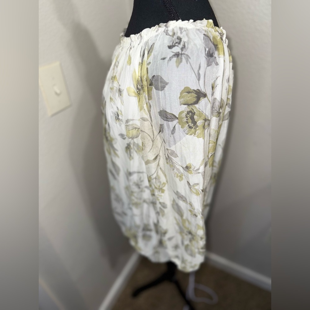 Rosemarine 100% Silk Floral Balloon Hem Blouse Made in Italy- Size Medium - Picture 5 of 11